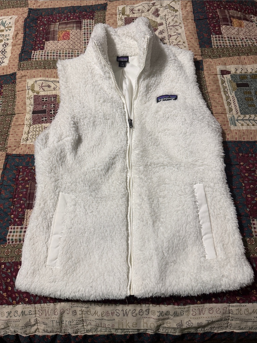 Patagonia Kids White Sherpa Fleece Vest - Full Zip
